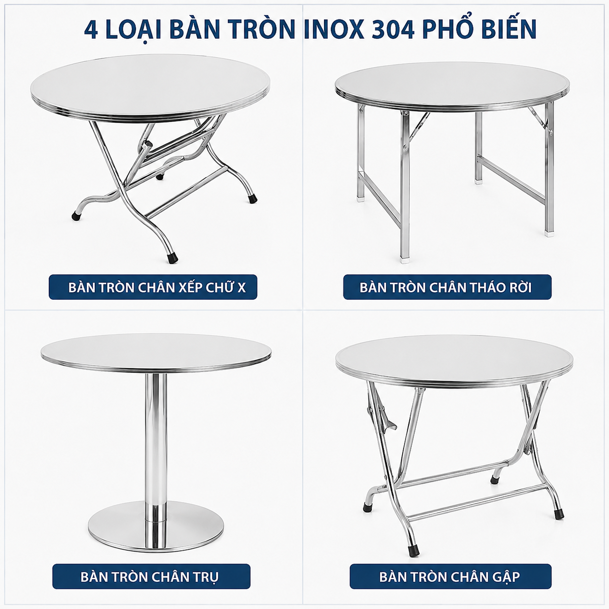 Hướng Dẫn Toàn Diện Chọn Bàn Tròn Inox 304 Cho Nhà Hàng