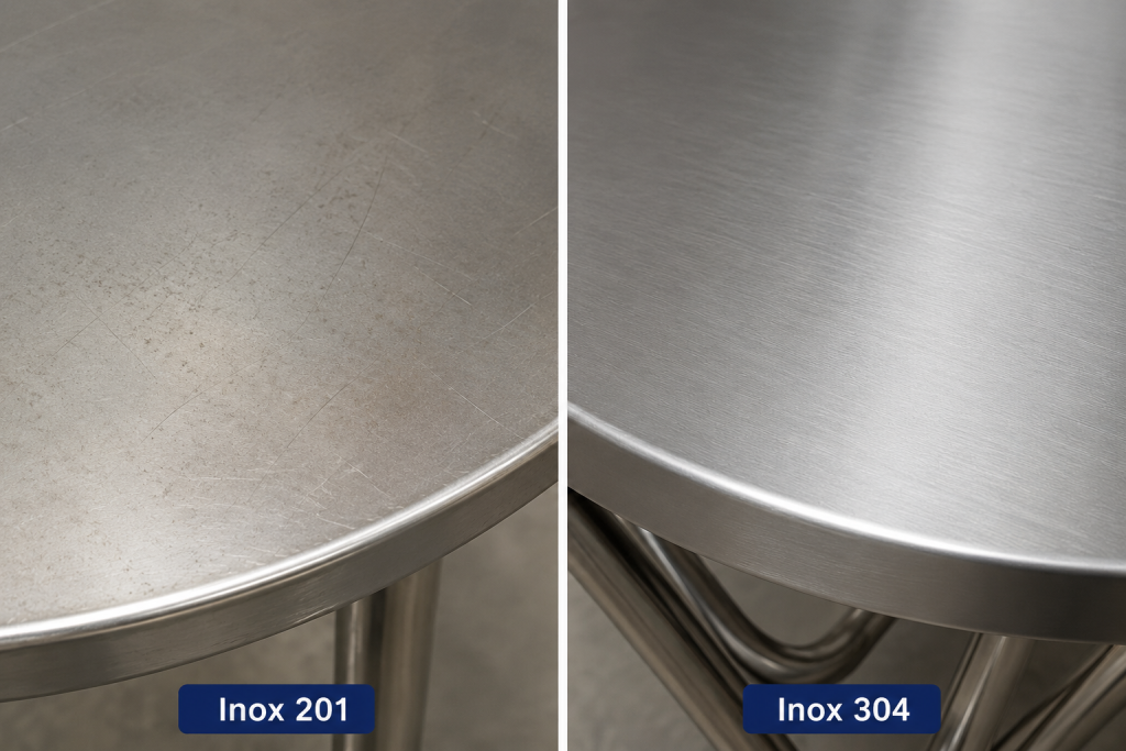 So Sánh Bàn Inox 304 và 201: Tại Sao 90% Nhà Hàng Chọn Bàn Tròn Inox 304 Thay Vì Inox 201? 8 So Sánh Bàn Inox 304 và 201: Tại Sao 90% Nhà Hàng Chọn Bàn Tròn Inox 304 Thay Vì Inox 201?